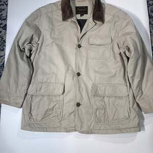 Vintage Aberdeen Tan Canvas Barn Chore Coat with Corduroy Collar XL